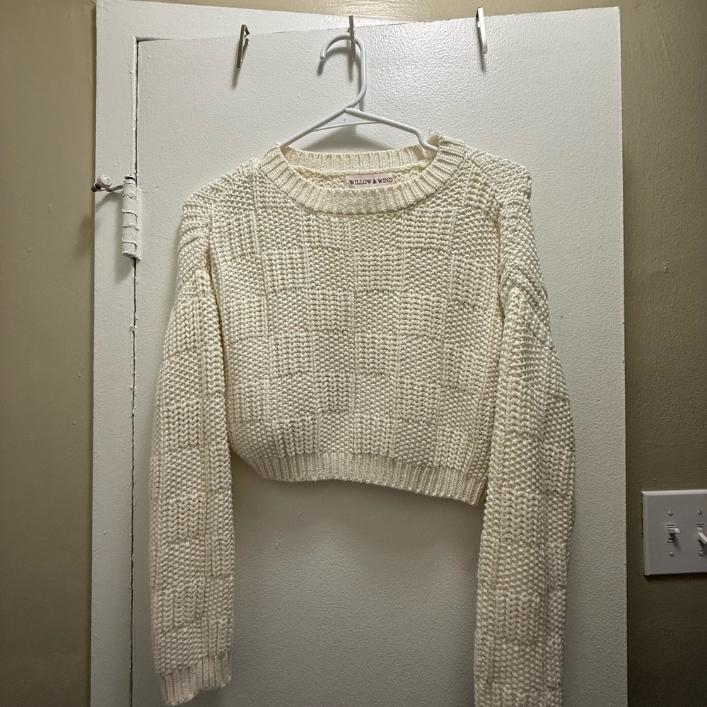 Cream Knit Cropped Sweater